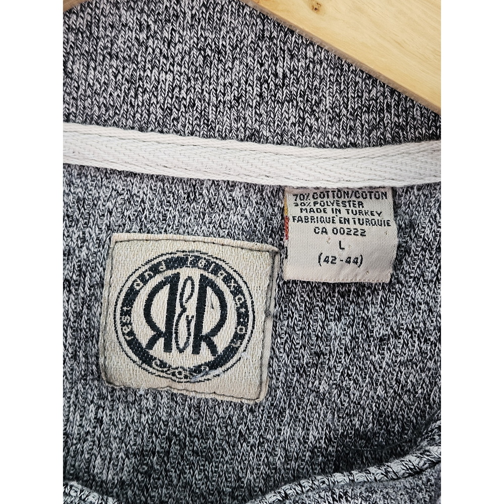 R&R Logo Knit Sweater Quarter-zip Heather Gray Casuals Crewneck - Picture 2 of 10